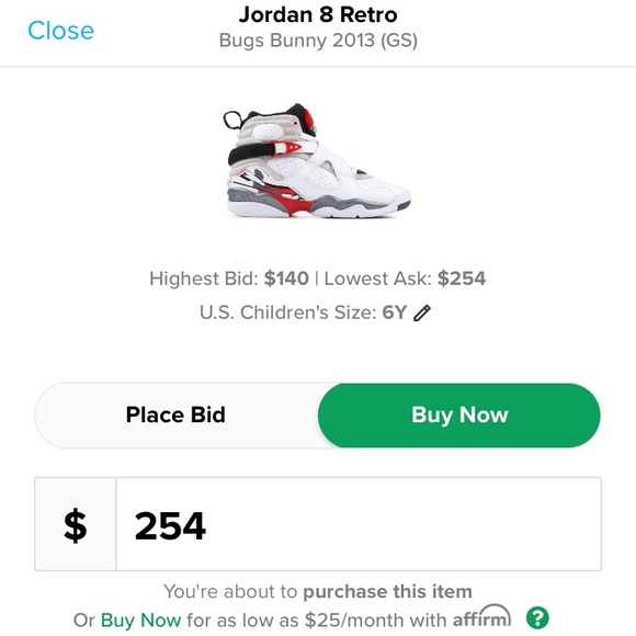 Jordan 8 “Bugs Bunny” GS Size 6 305368-103… - Picture 12 of 12